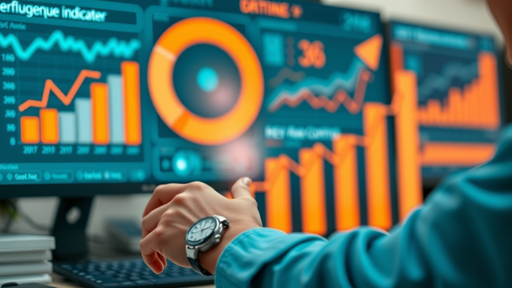 social media marketing for small business in Albuquerque - KPI infographic for Albuquerque branding with marketer monitoring growth, animated charts and local brand visuals