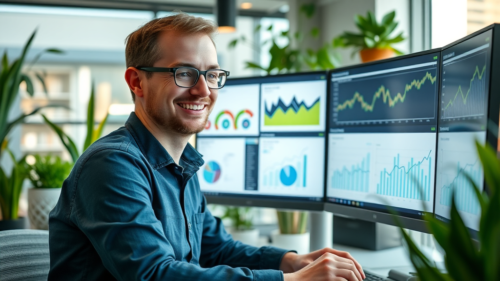 Search engine optimization strategies for startups - founder optimizing SEO dashboard and reviewing analytics