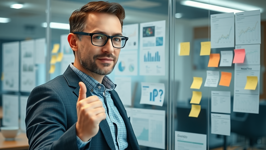 Insightful business owner mapping a digital marketing plan. Small business marketing strategies plan detail.