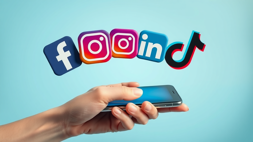 social media marketing for small businesses - array of major platforms above smartphone