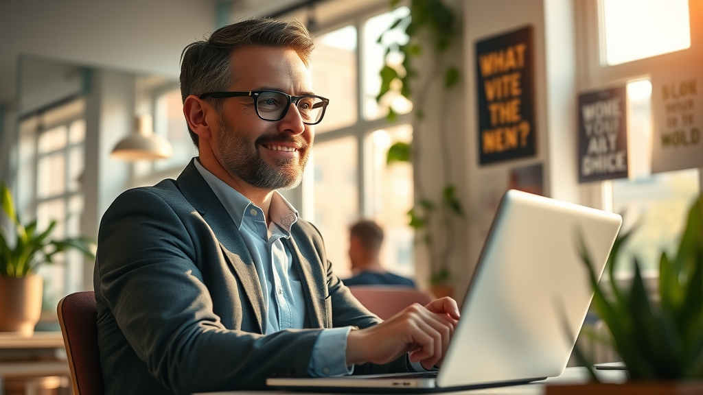 confident business owner improving sales with small business SEO tips reviewing performance data