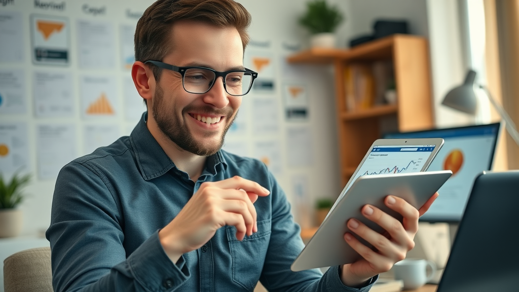 Focused marketer adjusting Facebook ad budget for local business social media advertising