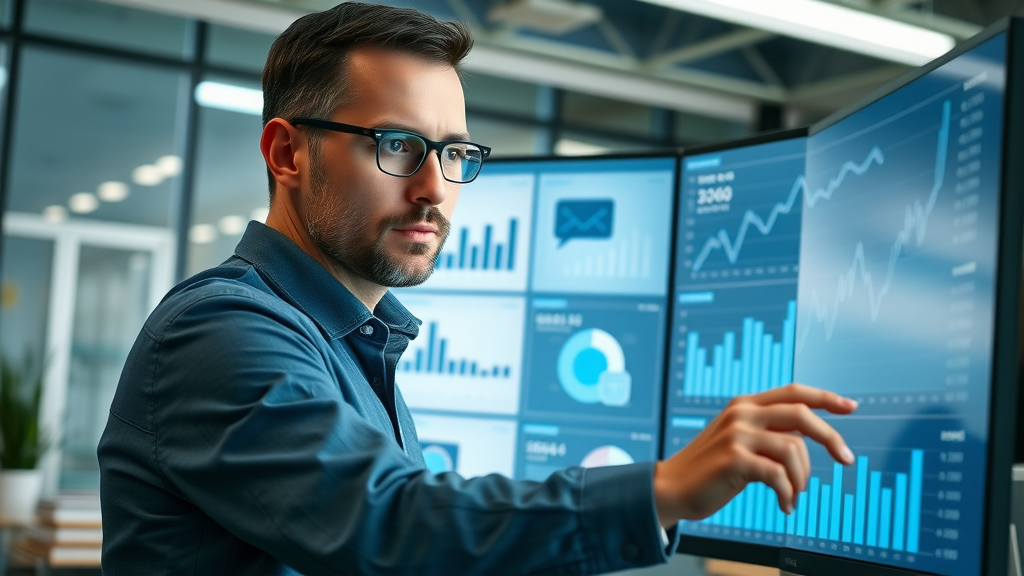 dynamic digital marketing dashboard analyzing email marketing statistics for small business