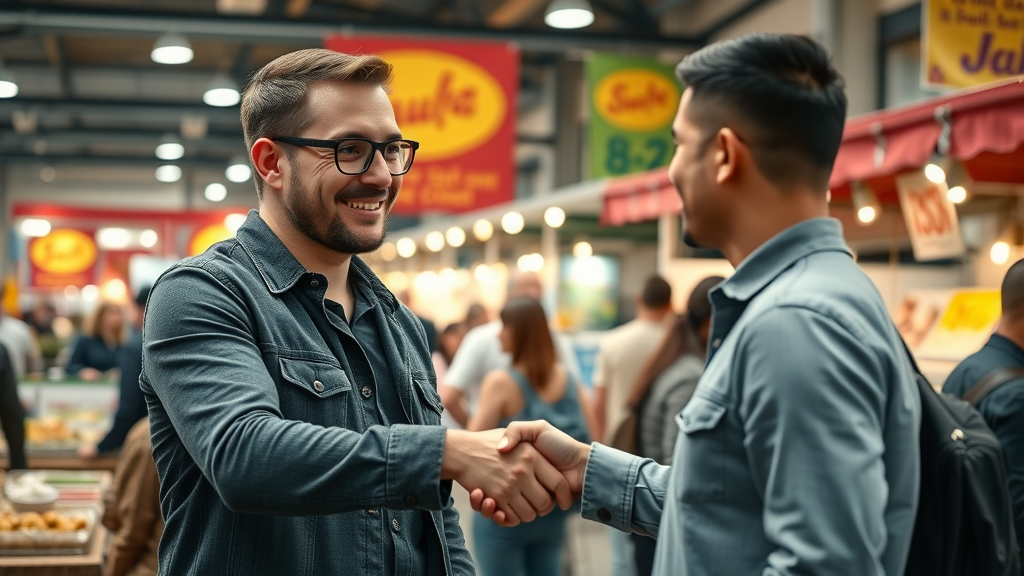 digital marketing for small businesses - owner networking with influencer at local event