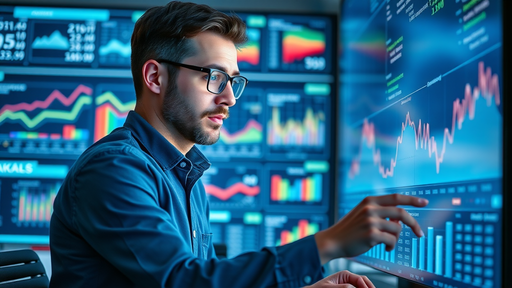 skilled data analyst reviewing A/B test results and email deliverability analytics, email marketing campaign performance, LED-lit analytics lab