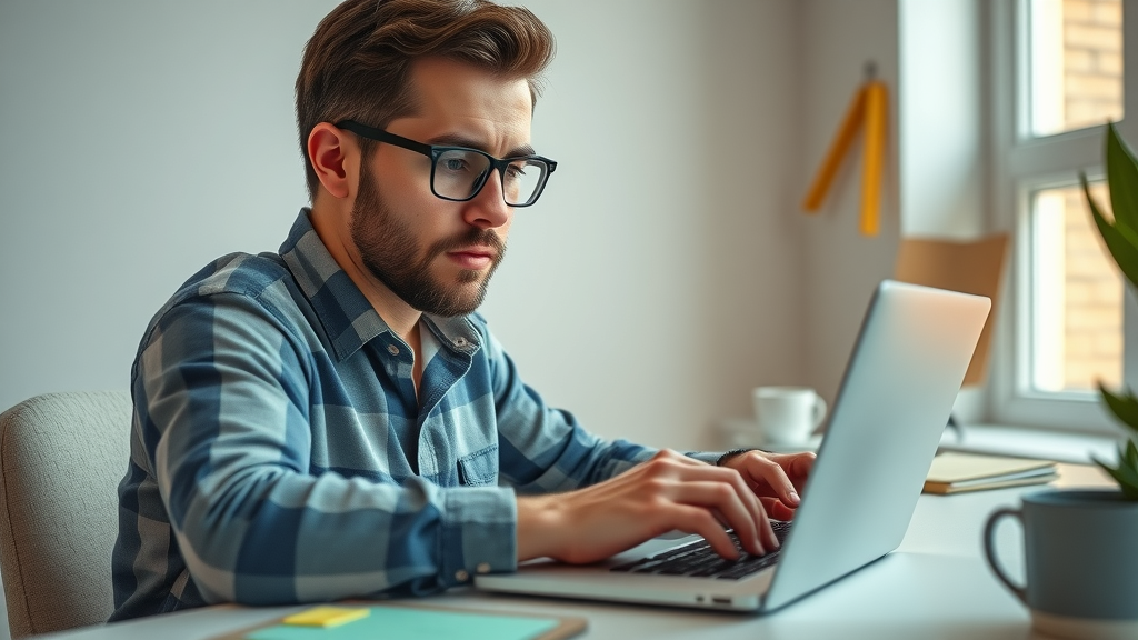 Creative email marketer typing catchy personalized subject lines to increase open rate