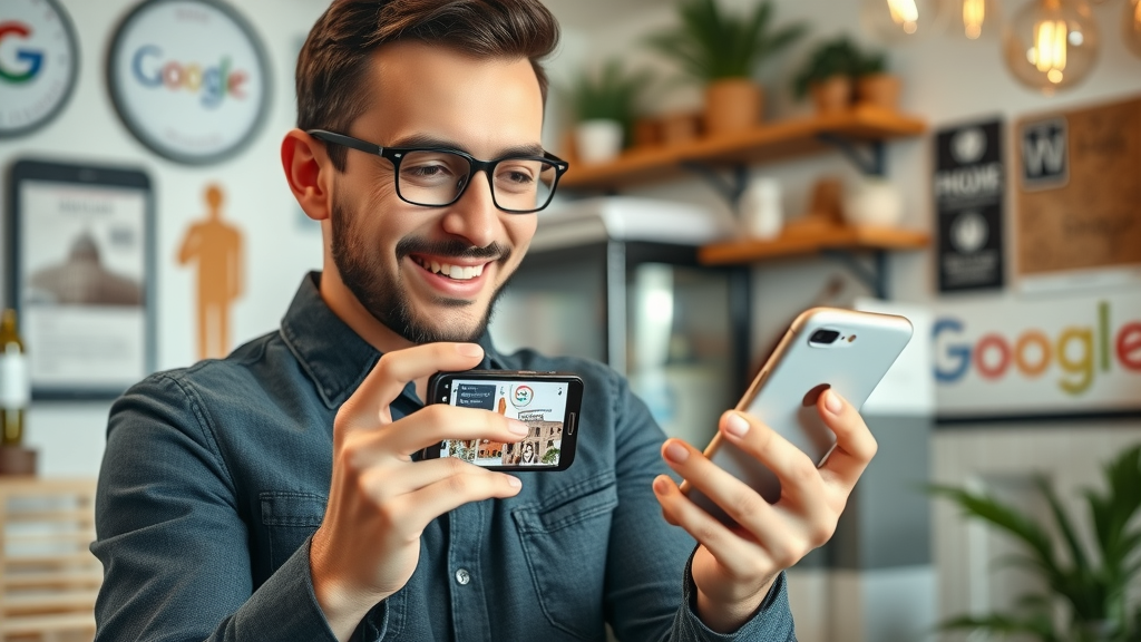 business owner optimizing Google Business Profile for local SEO