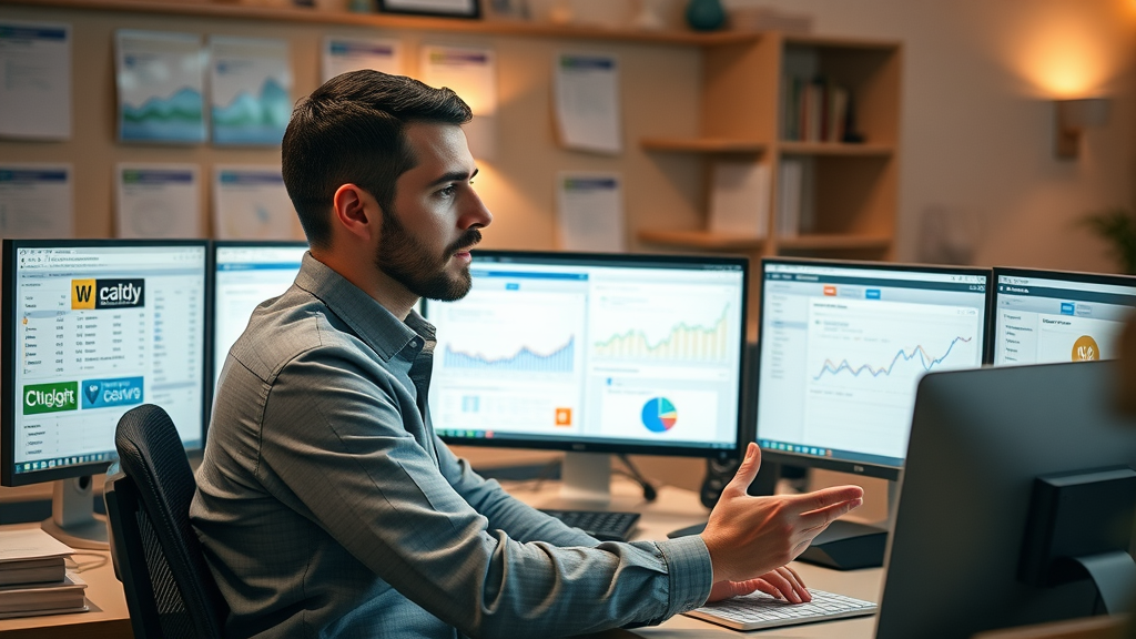 organized marketer comparing dashboards of top email marketing tools for effective list building