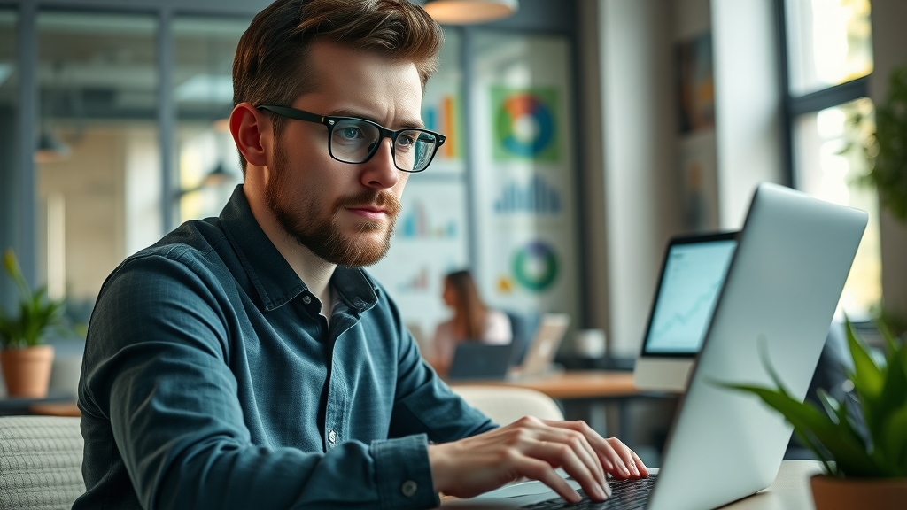 Focused marketer managing PPC campaigns for construction lead generation