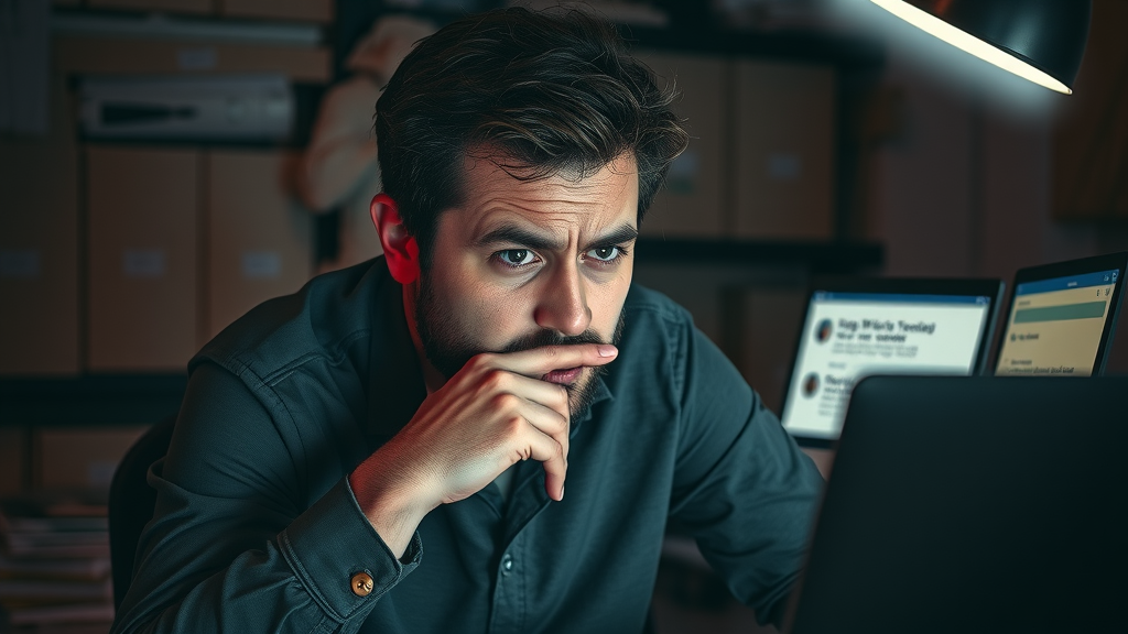 frustrated marketer facing high bounce rates and ROI errors in email marketing