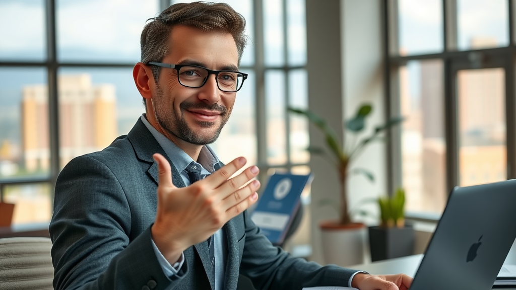 Entrepreneur consulting with social media marketing agency in Albuquerque office, preparing for business growth, social media marketing Albuquerque