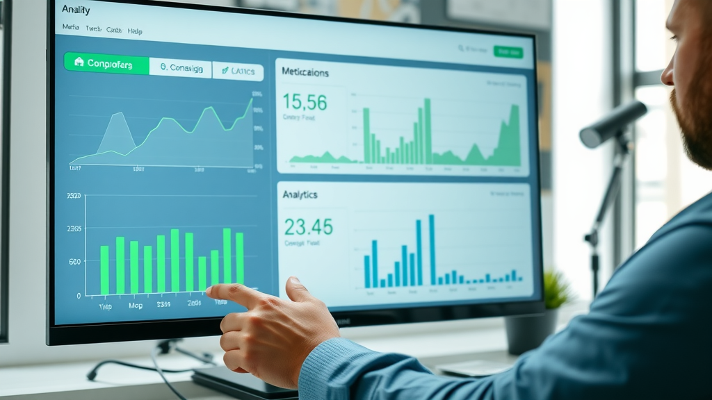 analytics dashboard for email marketing campaign, tracking open rates, click-through, conversion rates