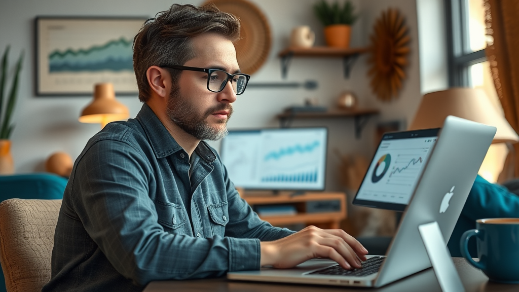 Focused marketing expert analyzing Albuquerque keyword research data for local SEO