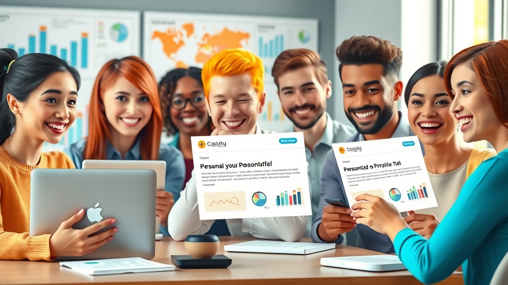 diverse target audience reviewing personalized email offers, essential for effective email list building