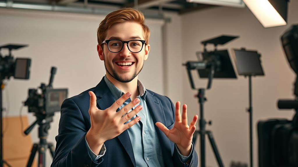 video content young professional presenting on camera content marketing strategy