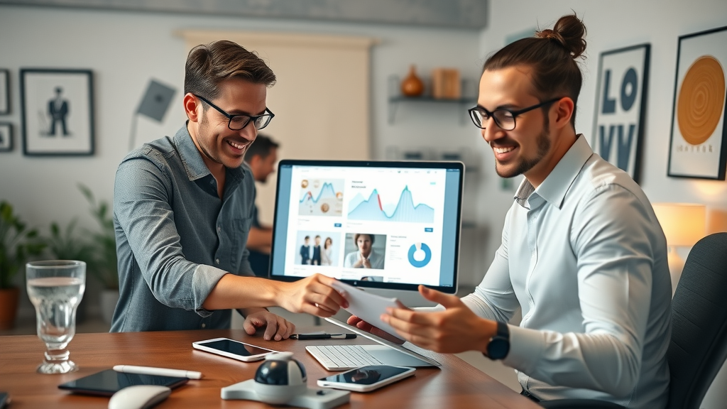 web design and website design planning session with Albuquerque business client and web designer reviewing site mockups