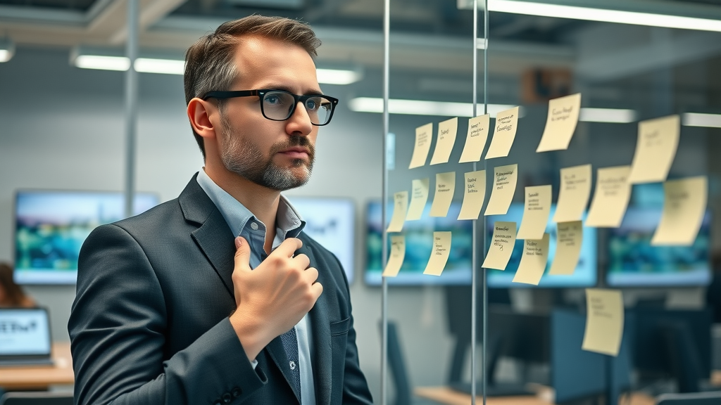 digital marketing strategy for small businesses - strategist mapping out marketing plan on glass wall