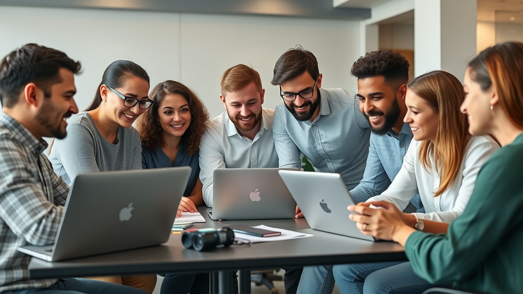 Professional content marketing Albuquerque agency team collaborating in a modern workspace