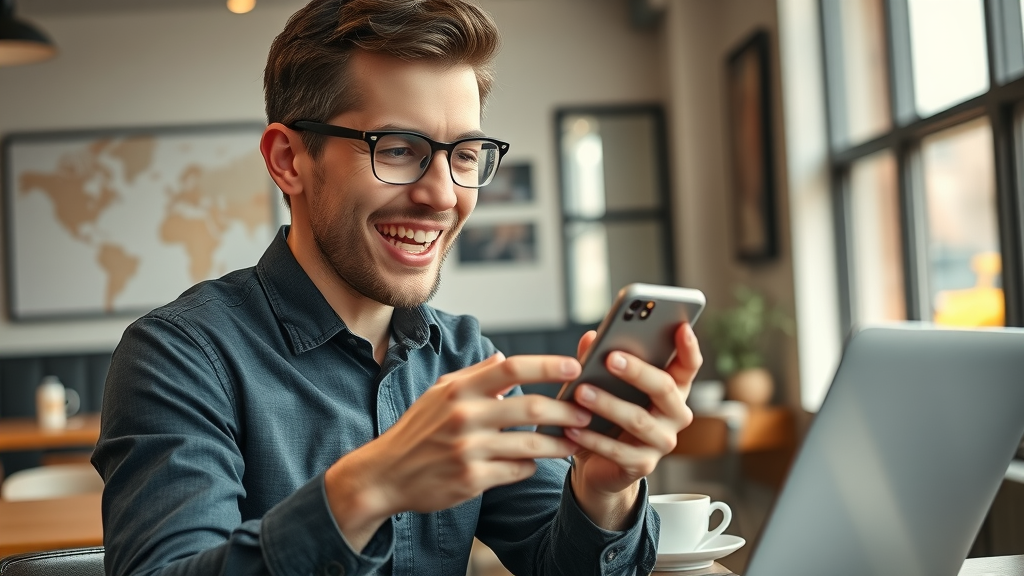 Albuquerque entrepreneur using social media to promote small business, engaging followers in stylish local cafe