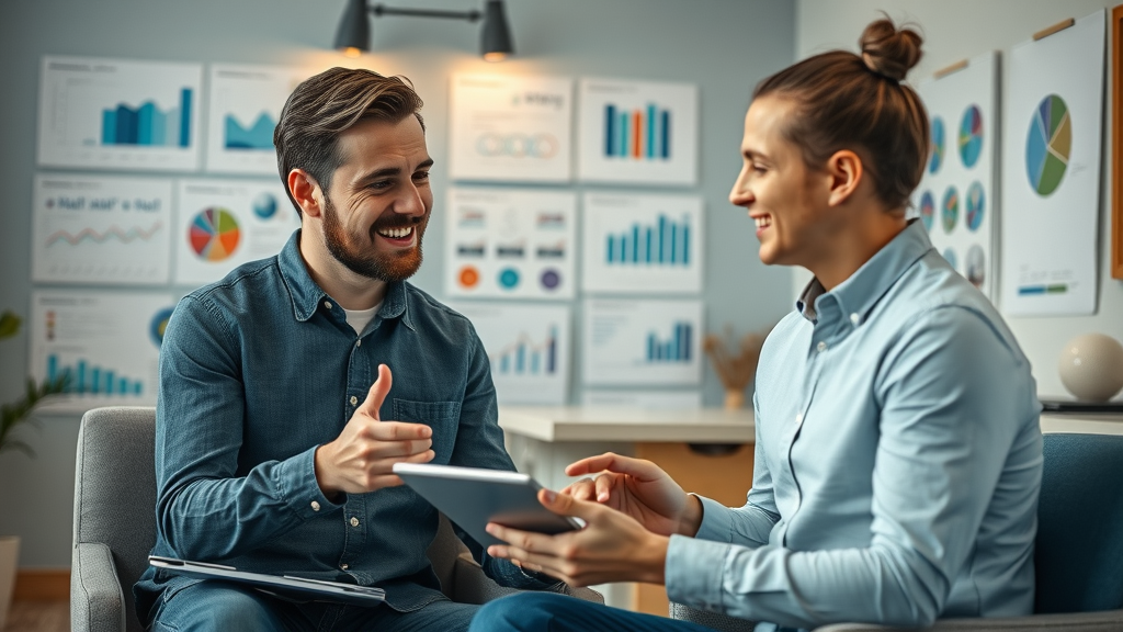 consultation with Albuquerque branding expert explaining branding cost breakdown in a creative office