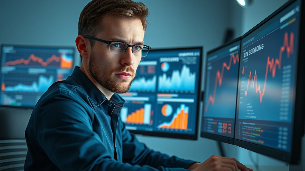 dedicated data analyst analyzing detailed email marketing performance graphs