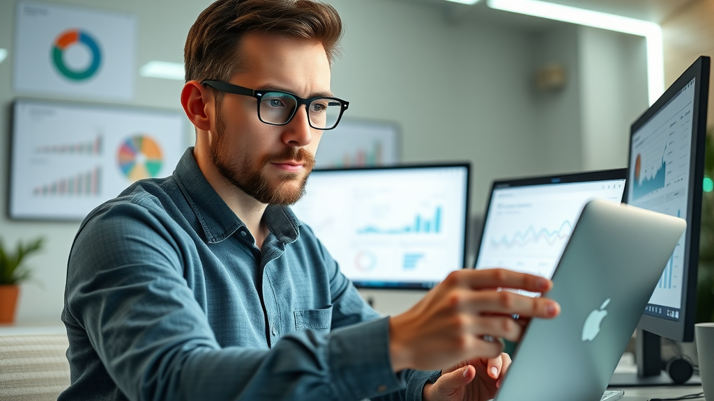 digital marketer reviewing email campaign analytics for open rates