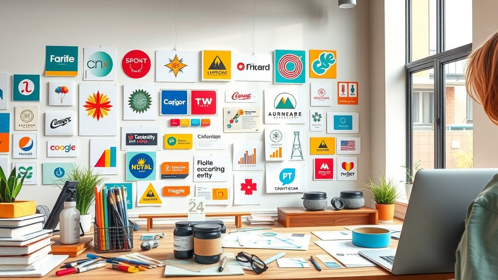 creative branding moodboard with vivid Albuquerque-inspired identity elements, logos, and map outlines