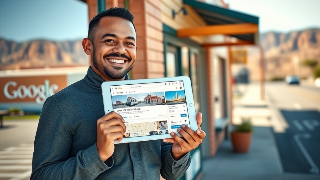 Albuquerque business owner optimizing Google My Business for local SEO