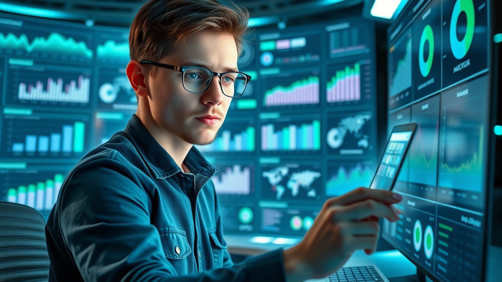 digital marketer reviewing social media analytics dashboards, content creation tips, social media strategy