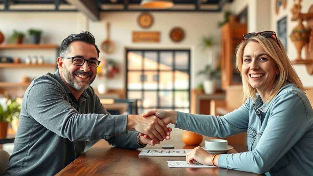 Albuquerque business owners celebrating digital marketing success with their agency consultant