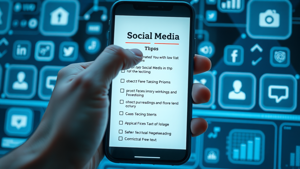 Checklist of actionable social media tips on a smartphone for local business social media advertising