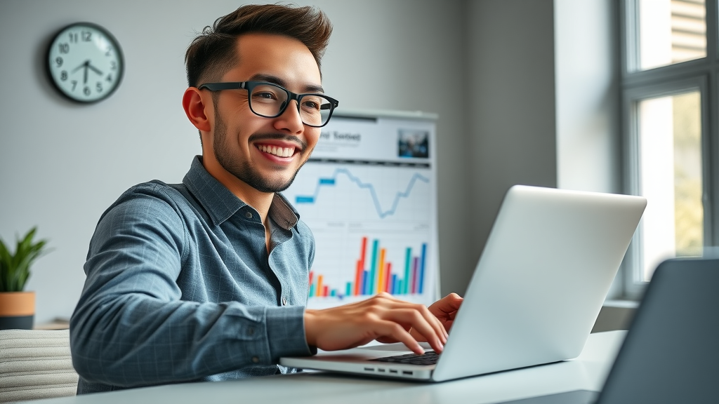 marketer scheduling email campaign for small business with graphs and calendar