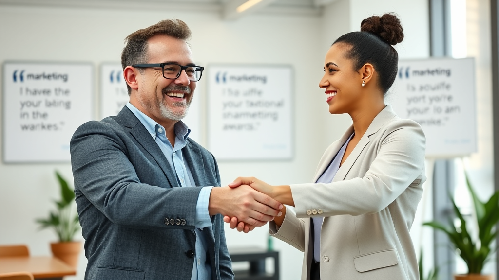 Albuquerque business owner with social media marketing specialist, successful partnership, social media marketing Albuquerque