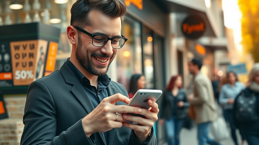 small business digital marketing owner reviewing marketing results on smartphone