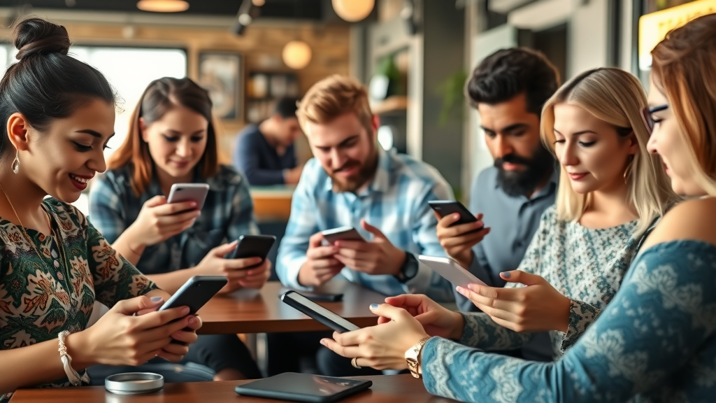 Albuquerque business owners using social media for marketing and posting digital content in a vibrant local café