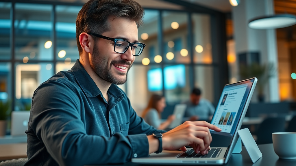 small business digital marketing - entrepreneur updating online business profiles across social media