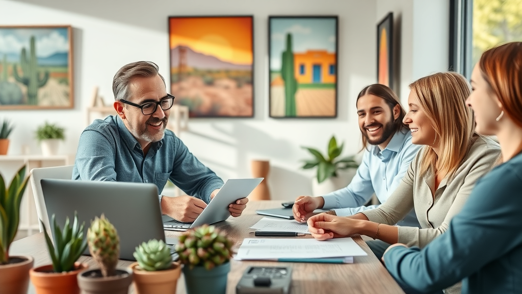 Trustworthy Albuquerque SEO consultant meeting small business owners in modern office