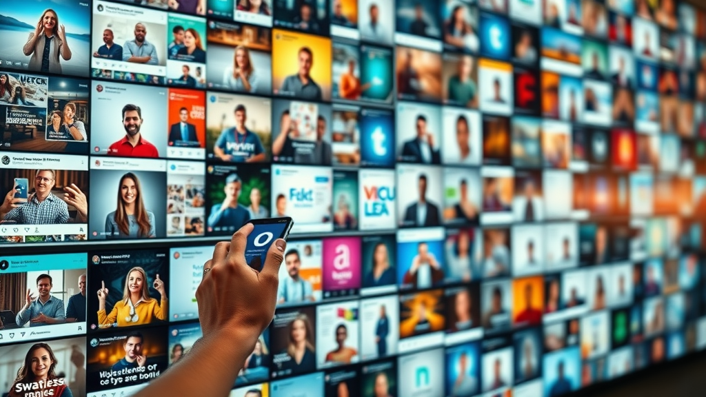 Colorful mosaic of successful small business social media engagement small business campaigns from various industries