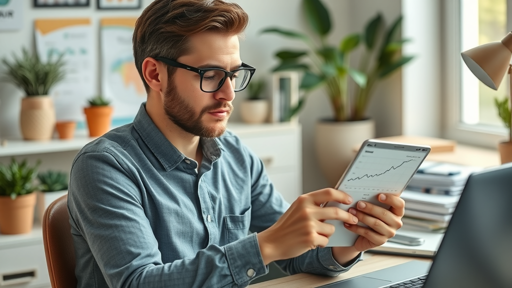 business owner reviewing email list growth for small business email campaigns